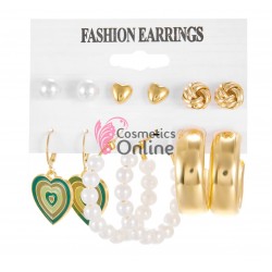 Cercei pentru dama moderni EARR40 Aurii Set de 6 perechi